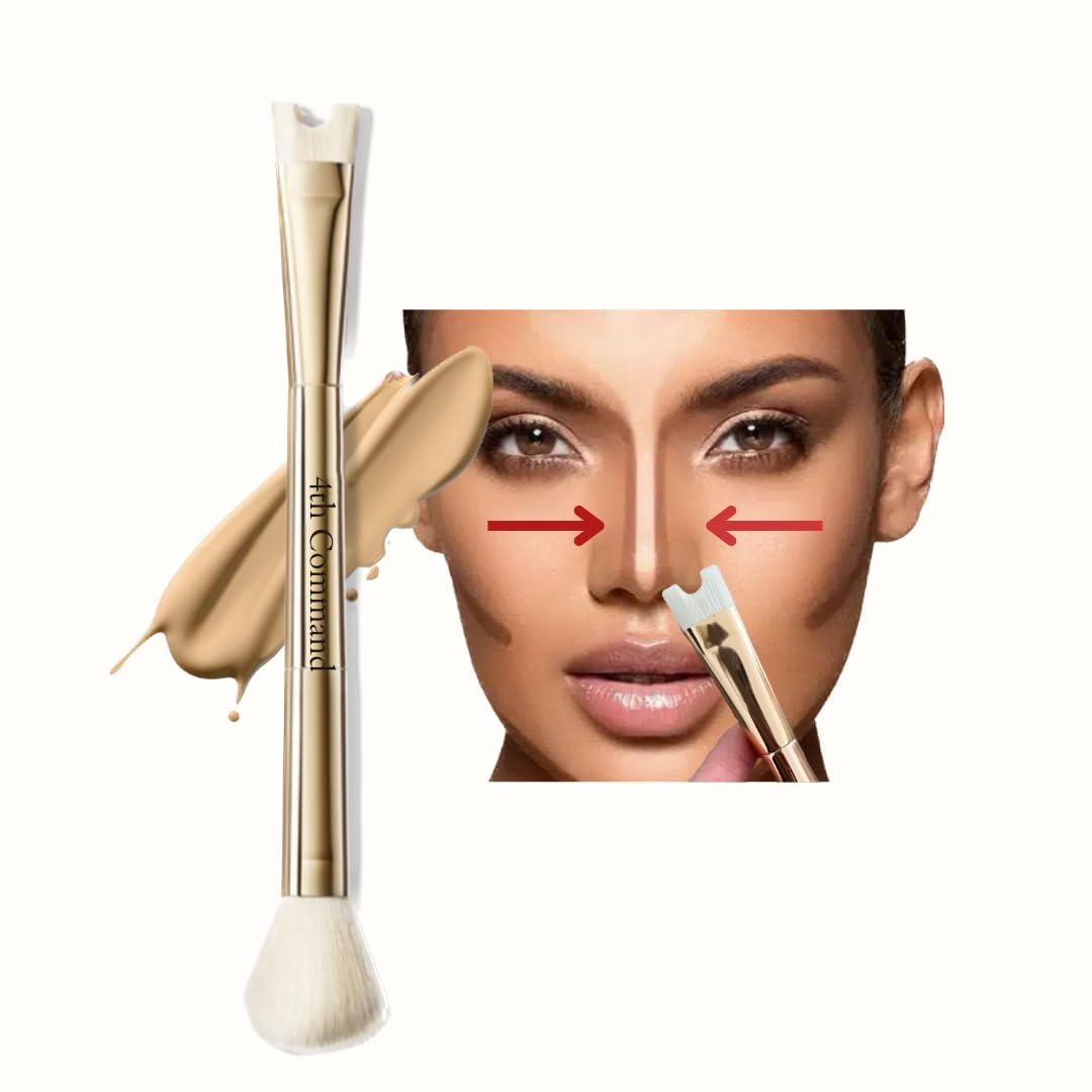 4th Command 4TH COMMAND Nose Contour U-Shaped Makeup Brush for Sculpting and Defining the Nose 2-in-1 Precision Duo Contour Brush Perfect For Contouring the Nose Viral Soft Innovative Dual-End Gold Brush
