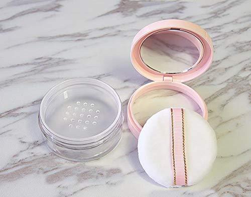 ericotry 20ml 0.67oz Empty Refillable Portable DIY Make up Loose Powder Case Container with Sponge Powder Puff Mirror and Sifter Foundation Cosmetic Jars Box (Pink)