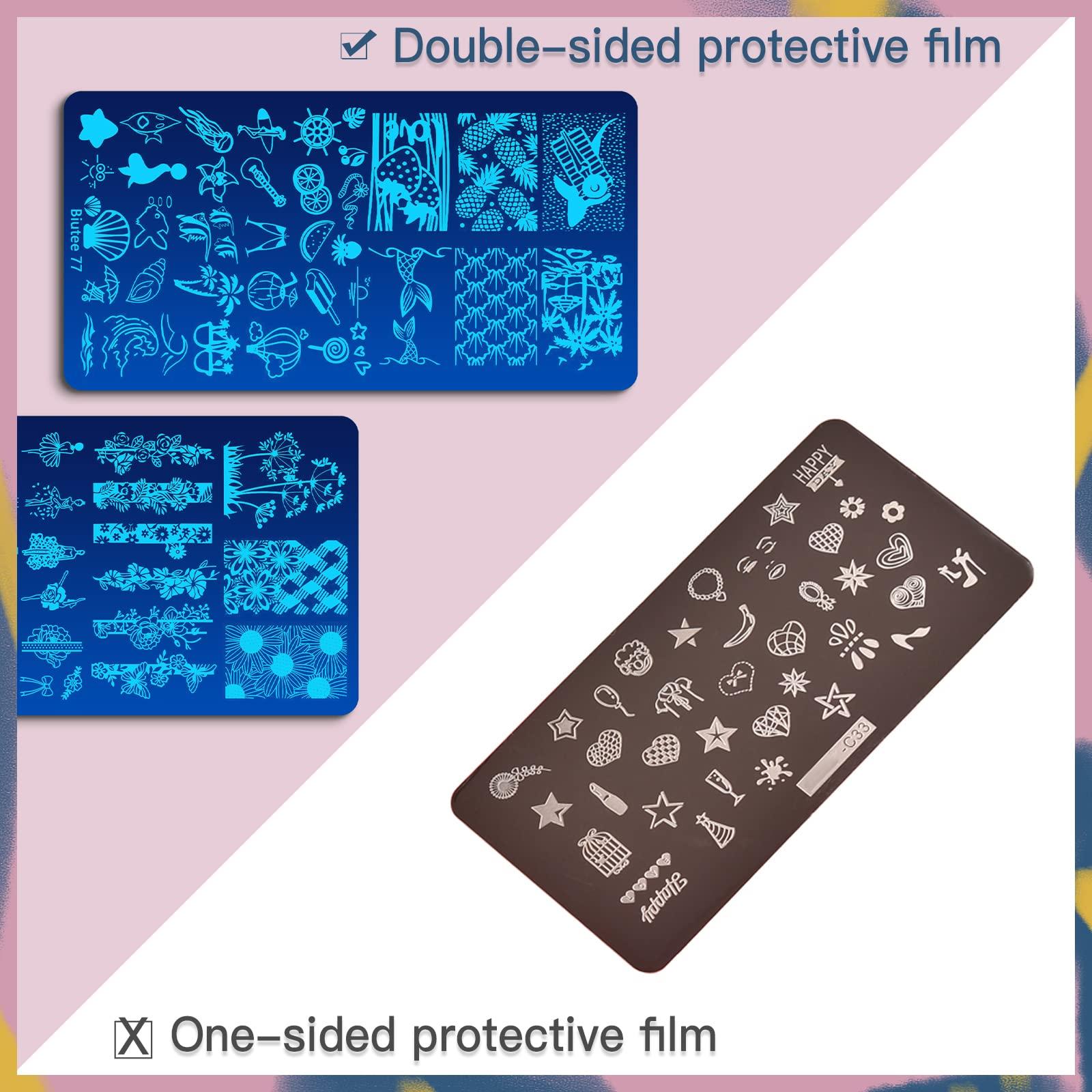 Biutee Biutee Nail Art Stamping Plate Set Nail Stamping Kit with Silicone Nail Stamper Flower Leaves Animal Lace Star Rose Holiday Design Nail Stamp Plate Valentine Nail Stamp Template