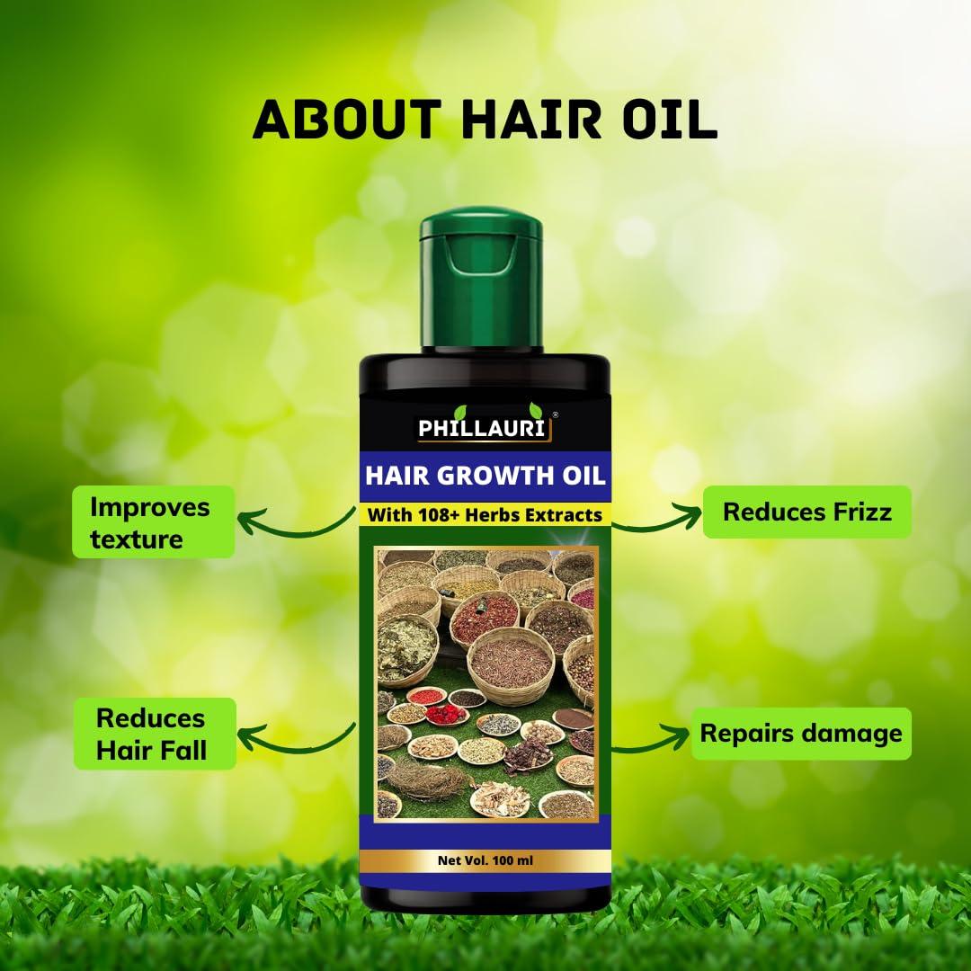Phillauri Original Adivasi Herbal Hair Oil - 2 Pack for Hair Growth and Hair Fall Control, with 101 Rare Herbs, Unscented, 6.76 Fl Oz each, Unisex