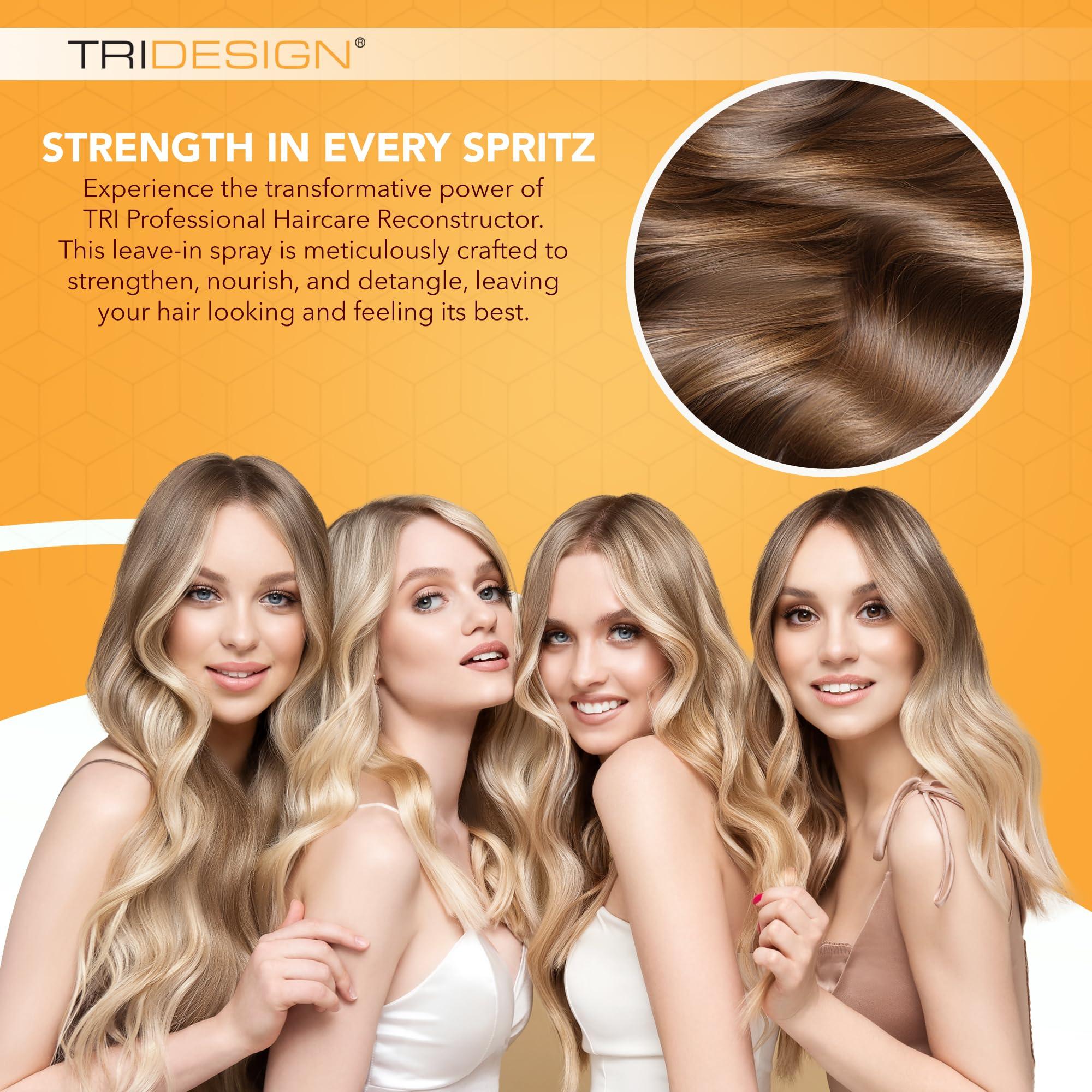 TRIDESIGN TRI Design Professional Haircare Reconstructor Leave in Conditioner Spray - Repair Treatment for Damaged Hair, Instantly Repair, Strengthen, Detangle, & Moisturize (9.5 fl oz)