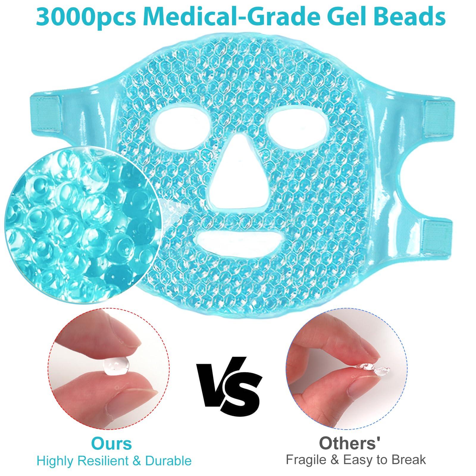 BeeVines BeeVines Ice Face Mask, Cooling Gel Pack for Puffy Eyes, Cold & Hot Reusable Compress, Frozen Eye Packs Masks for Women for Dark Circles, Puffiness & Allergies (Blue)