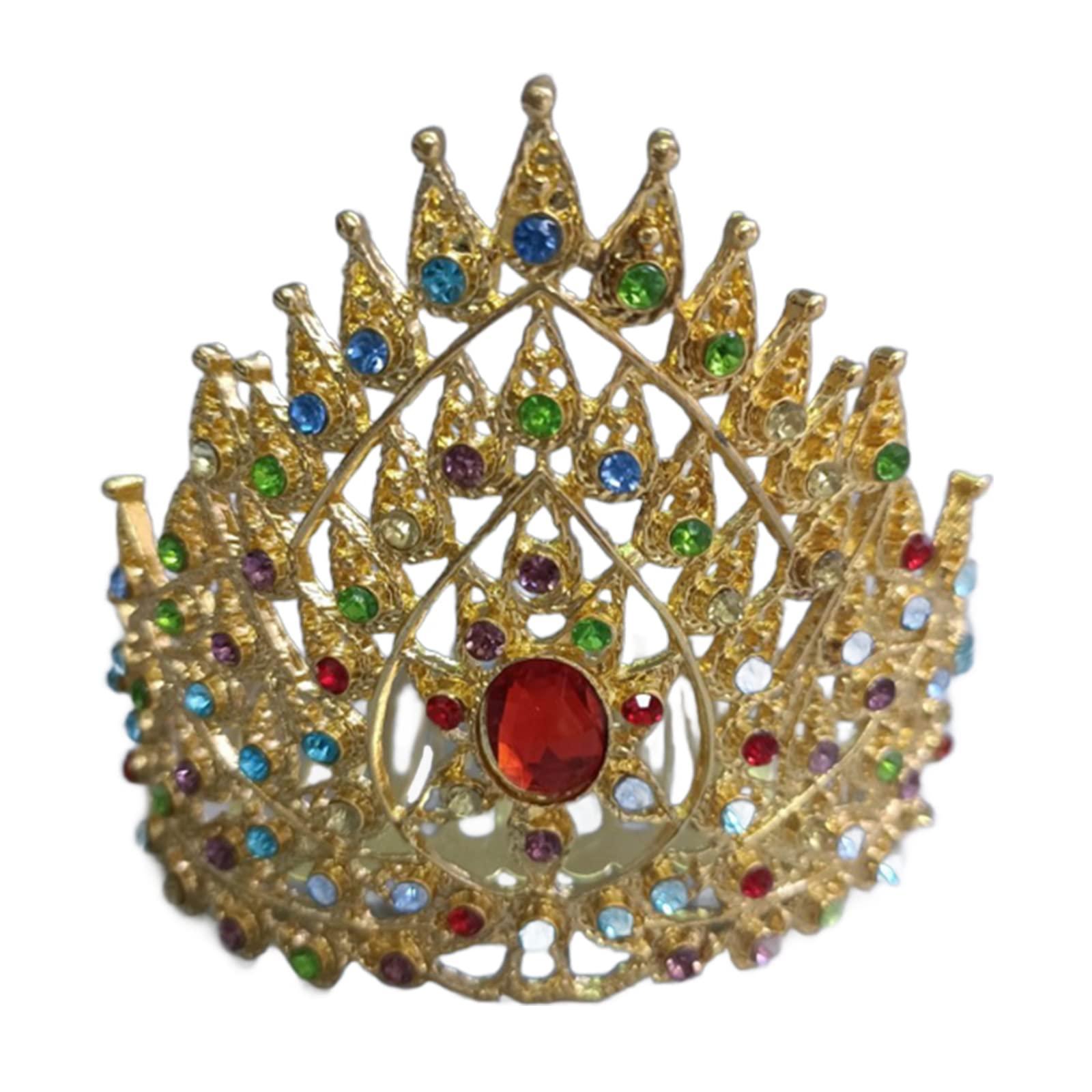 Youngy Youngy Thai Hair Jewelry Indian Crown Thai Dance Headpiece Thai Crown Dance Headdress Gold Thai Hair Accessories Traditional Thai Crown Dance Headdress