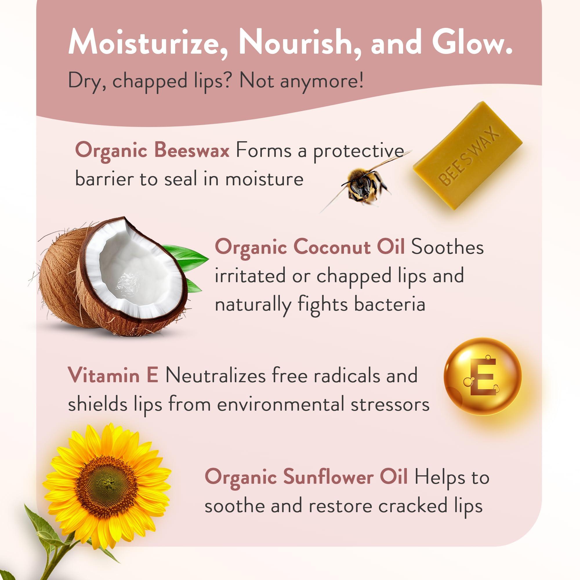 Moroccan Magic Moroccan Magic Organic Rose Lip Balm 3 Pack | Chapsticks for Dry Lips | Natural Argan & Essential Oils Lip Moisturizer + Vitamin E | Smooth, Hydrating, Non-Toxic | Organic Lip Balm Set