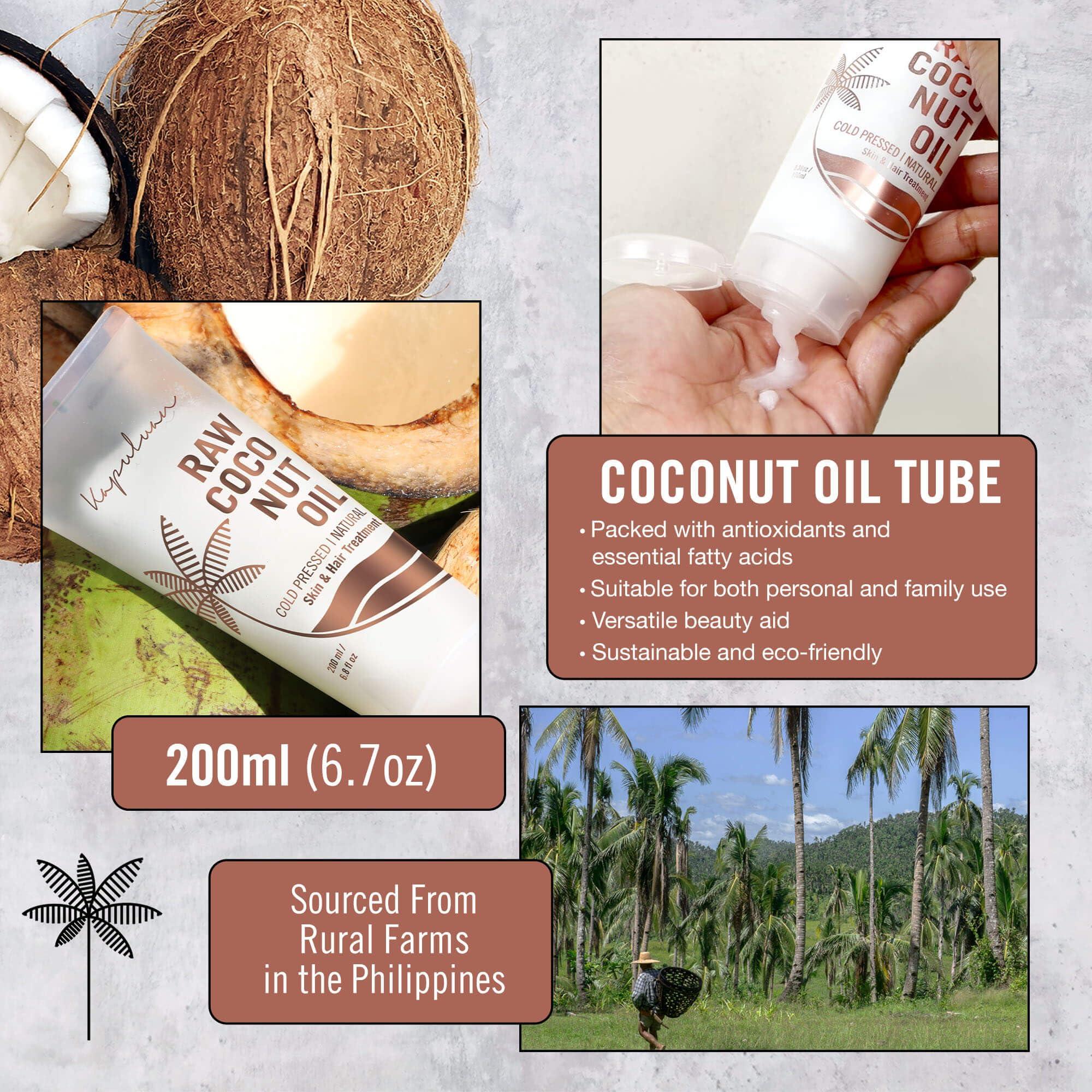 Kapuluan Raw Coconut Oil for Skin, Hair  Raw Extra Virgin Coconut Oil - Pure Unrefined Cold Pressed Oil with MCTs for Body Care, Hair Growth, Aceite de Coco Natural, Baby, Dogs, Pets 200ml
