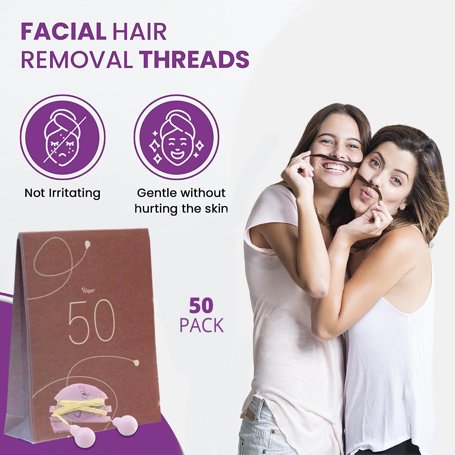 SLÍQUE Refill Hair Removal Threads for Slique DIY Facial Hair Removal Device (50)