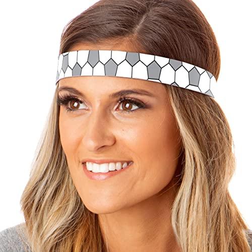Hipsy Hipsy Women's Adjustable NO Slip Grey Soccer Headbands (Love & Soccer Grey 2pk)