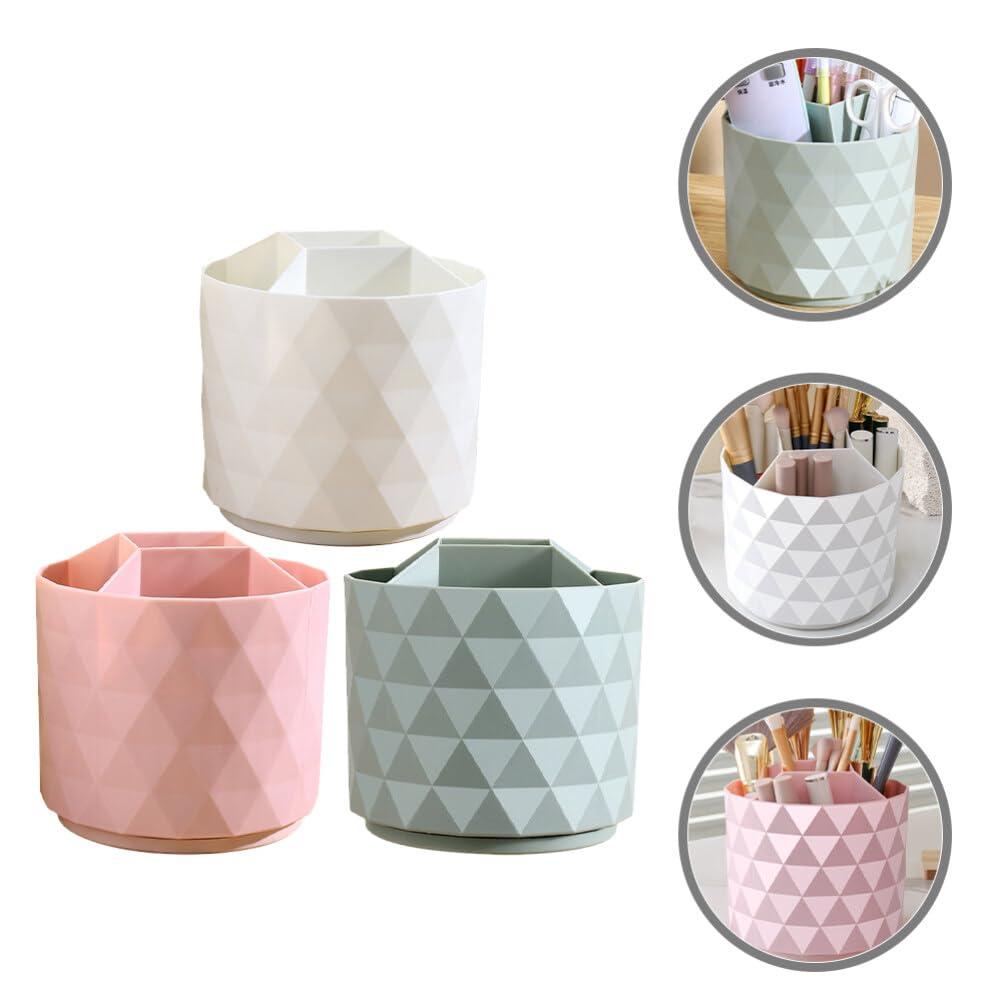 Cabilock Cabilock Desk Top Shelf Stand 3pcs Makeup Brush Holder Organizer PP Rotating Pen Holder Desktop Stationary Organizer Storage Cup for Lipsticks Comb Beauty Tool Lipstick Kit