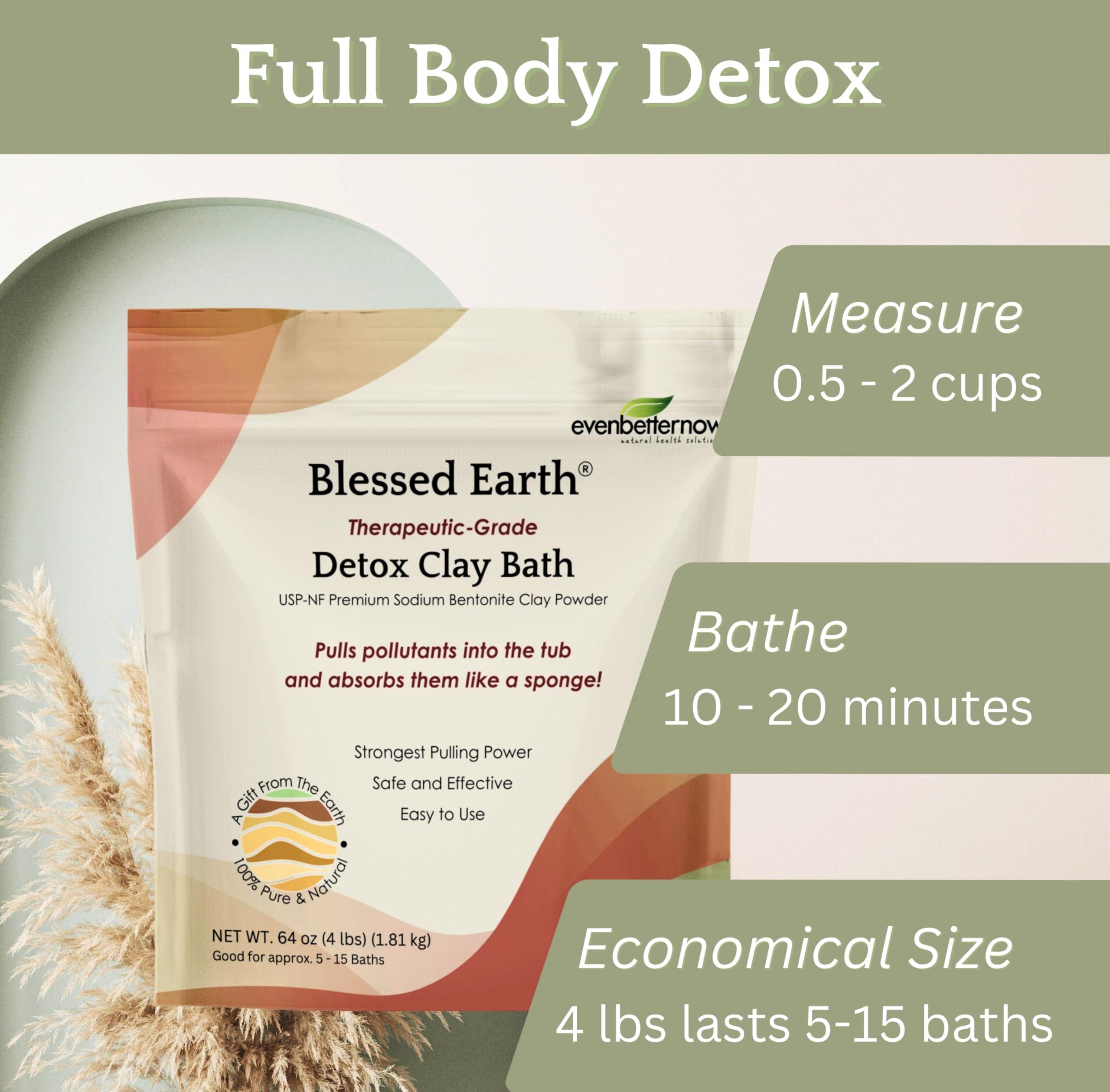 EvenbetterNow Blessed Earth Detox Clay Bath, 100% Pure Sodium Bentonite Therapeutic Grade - Removes Toxins, Impurities and Contaminants, by Evenbetternow LLC, 4 lbs (64 oz)