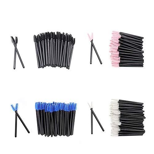 myaokue-up 200 Pack Mascara Wands Mini Disposable Eyelash Brushes for Extensions Eye Lash Wand Brow Brush Makeup Tool Bulk, 4 Colors