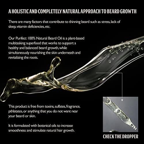 Purifect by Symphony Beauty Made In USA Beard Oil 100% Natural Growth Strength Non-Greasy Fast Absorbing 30ml 1fl oz - PURIFECT