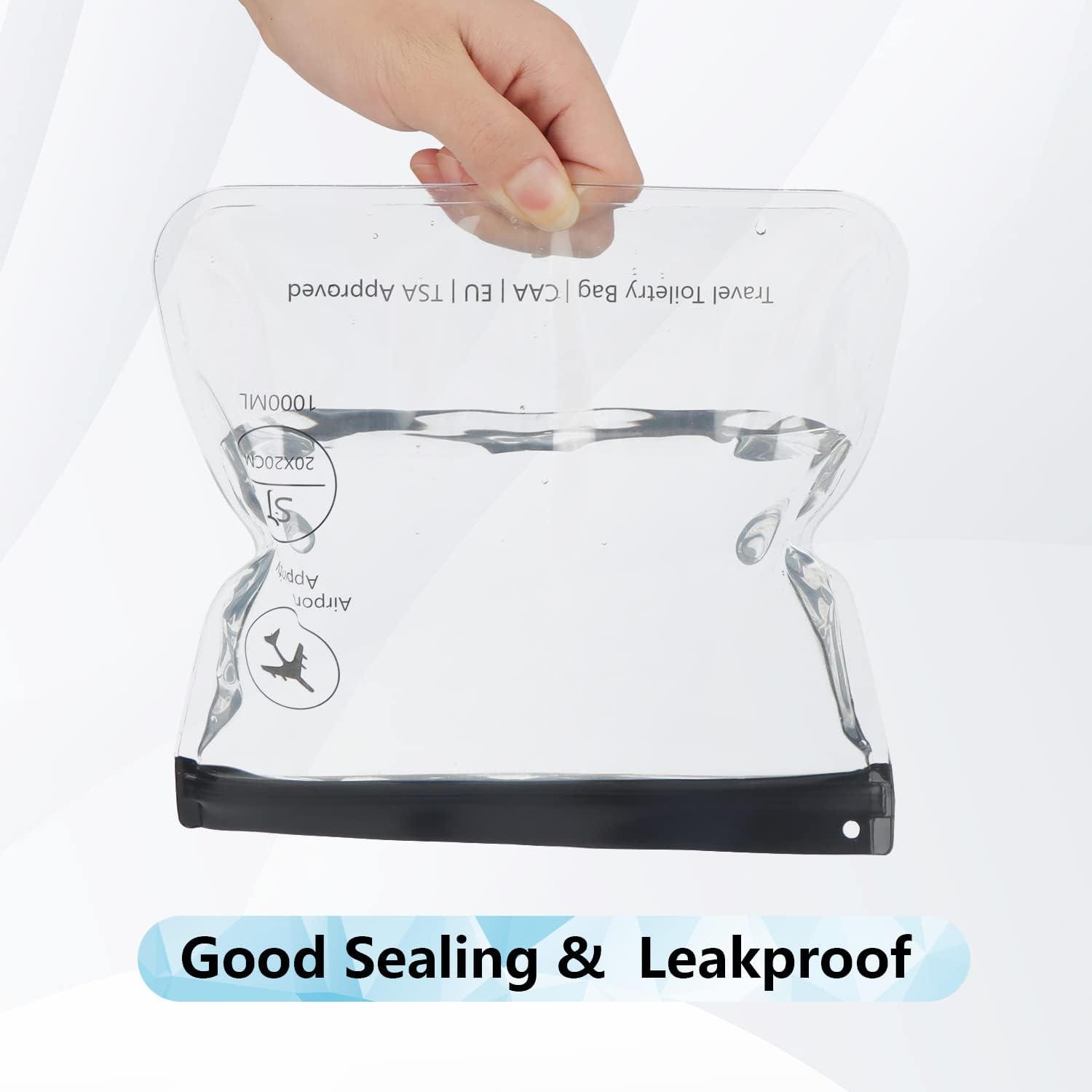 SLIJAR 4Pcs Clear TSA Approved Security Toiletry Bag Quart Size for EU UK & US Carry-on Regulations Waterproof & Leakproof Travel Bags for Liquids