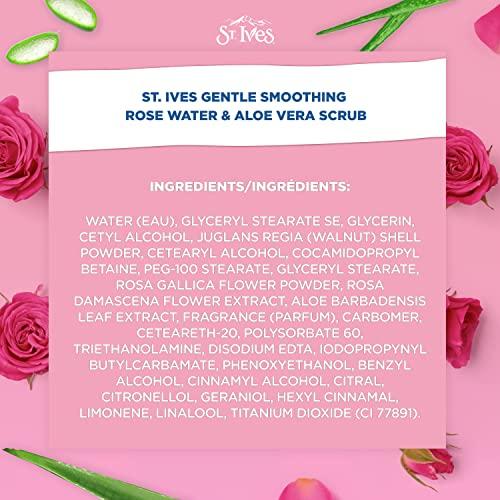 St. Ives St. Ives Gentle Smoothing Face Scrub Our Gentlest Scrub Yet Rose Water and Aloe Vera Made with 100 percent Natural Exfoliants, Paraben Free, Oil-Free, Dermatologist Tested 6 oz