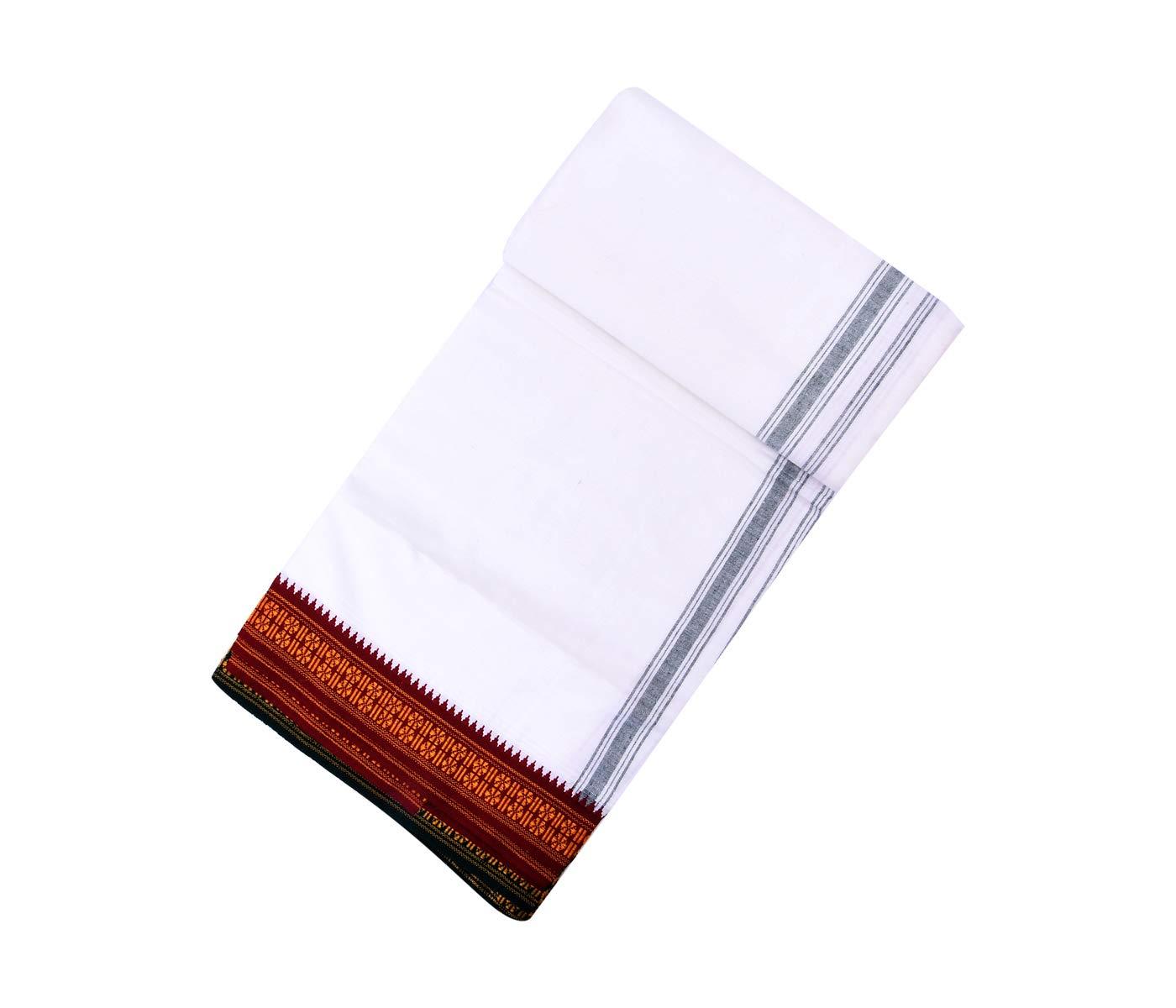 Generic Men\'s Cotton Handloom Lungi (White, 2 m) By Indian Collectible