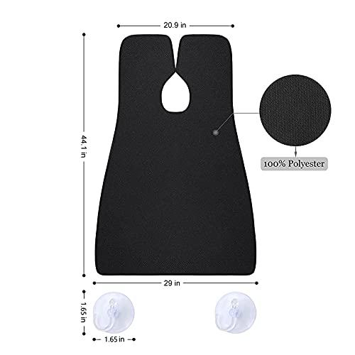 Kingsmile Kingsmile Beard Hair Catcher, Beard Bib Apron for Men, Beard Bib & Beard Apron, Beard Catcher with 2 Suction Cups, Hair Clippings Catcher, Shaving Apron for Shaving & Trimming, Waterproof Black