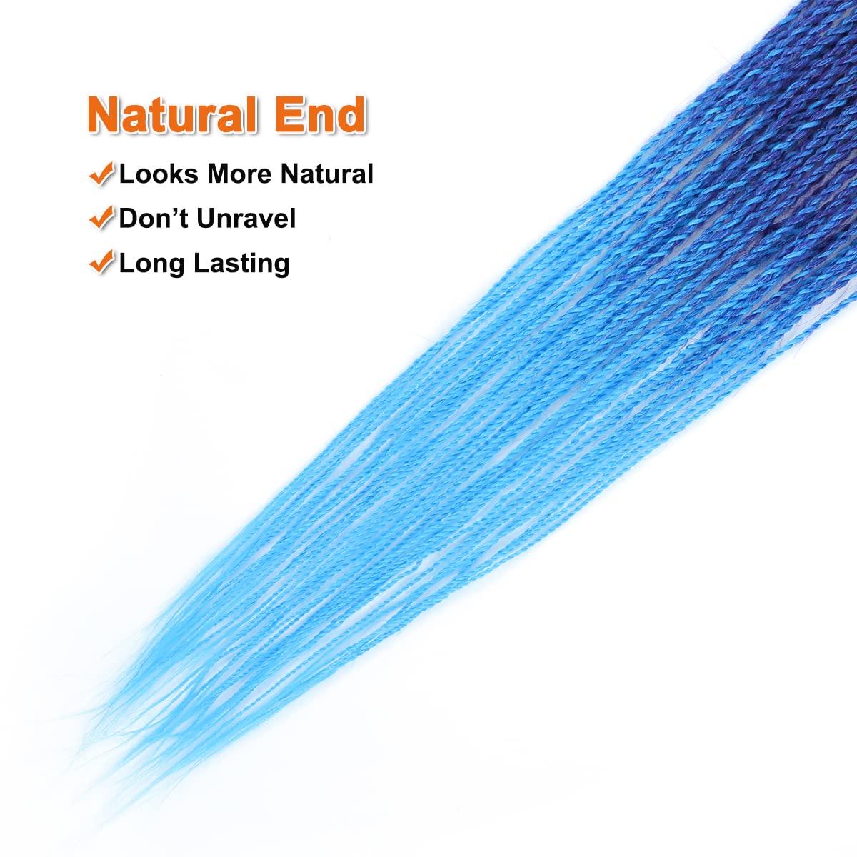 NAYOO NAYOO Blue Crochet Hair Senegalese Twist, 22 Inch 8 Packs Small Crochet Hair for Black Women, 35 Strands/Pack Braids Crochet Hair, Crochet Twist Hair Hot Water Setting (22 Inch, 1B/Purple/Blue)