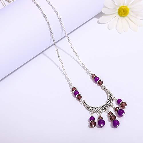 Bomine Bomine Boho Head Chain Forehead Crescent Moon Hair Chain Crystal Gypsy Jewelry Headpieces Hair Acessories for Women and Girls (Silver)