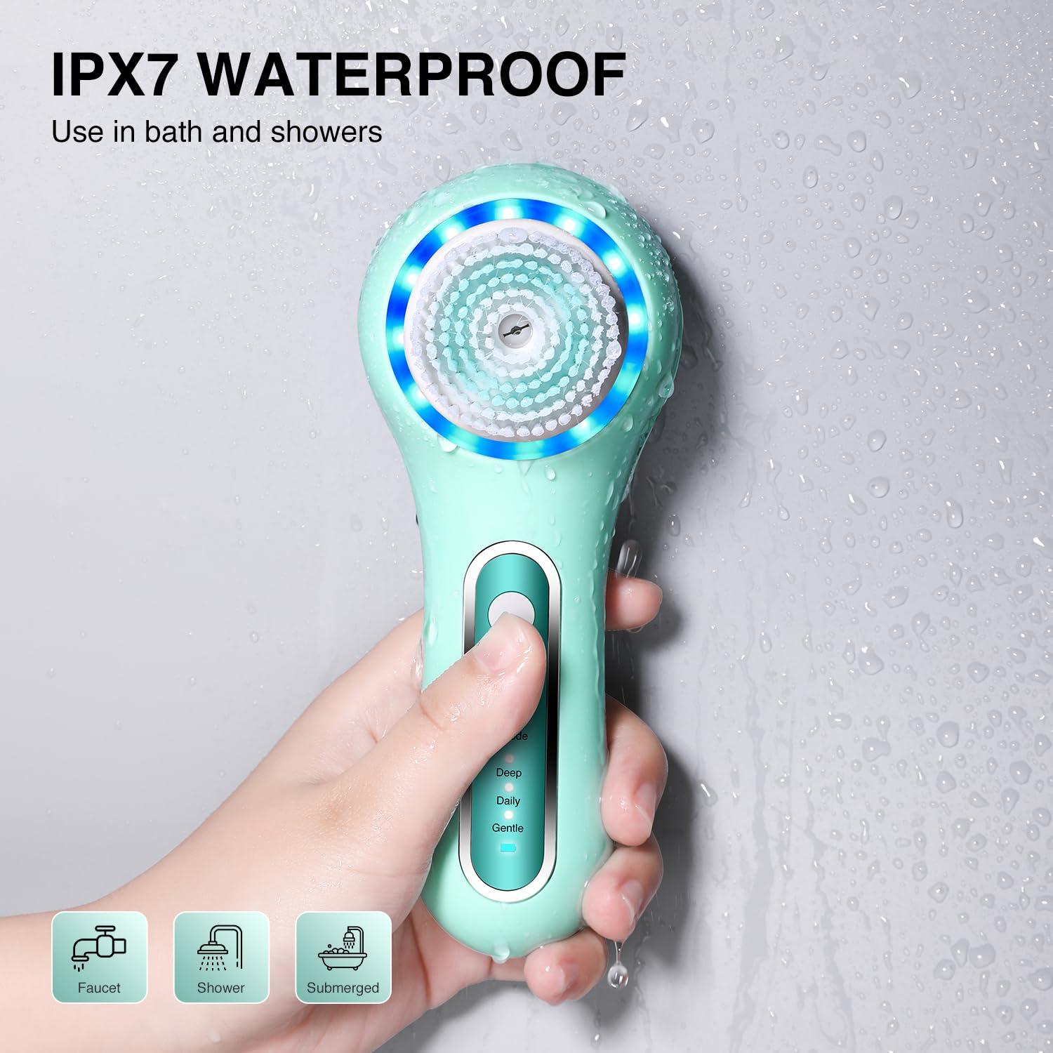 Umickoo UMICKOO Face Scrubber Exfoliator,Facial Cleansing Brush Rechargeable IPX7 Waterproof with 5 Brush Heads,Electric Face Spin Brush for Exfoliating, Massaging and Deep Cleansing (Mint Green)
