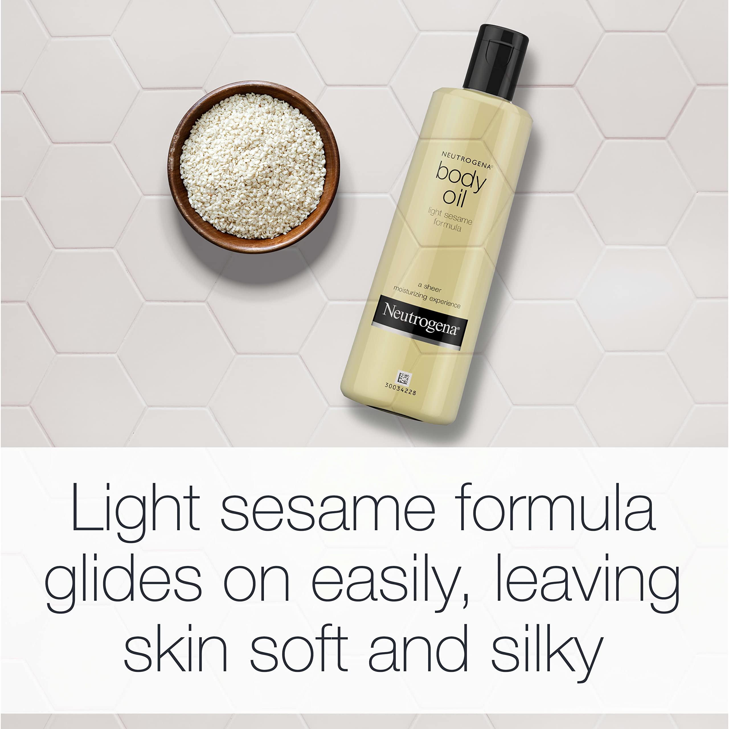 Neutrogena Neutrogena Body Oil Light Sesame Formula, Twin Pack of 16 fl oz, Radiant Glow Moisturizer for Dry Skin, Bath & Shower Oil For Smooth and Hydrated Skin