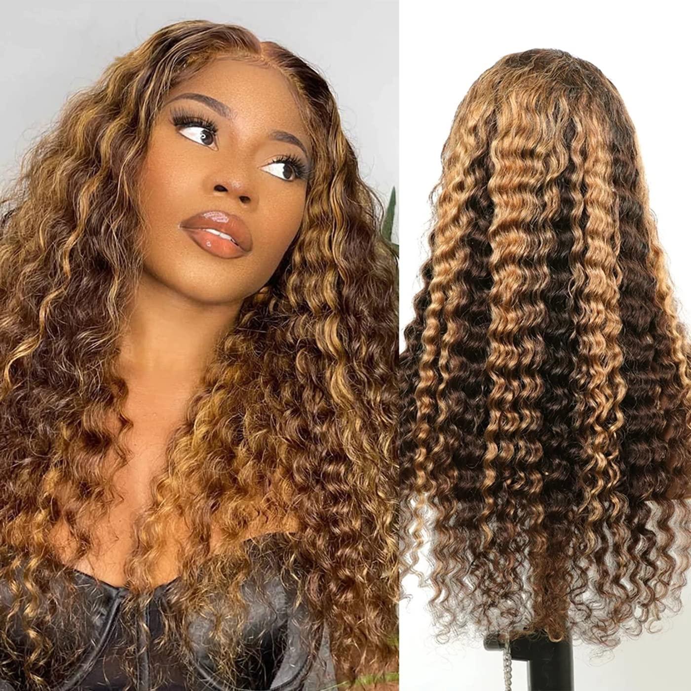 ISEE ISEE Hair Transparent Lace Front Wigs Human Hair Deep Wave Wigs 150% Density Deep Curly 13X4 Lace Frontal Human Hair Wigs for Black Women Pre Plucked with Baby Hair(32 Inches)