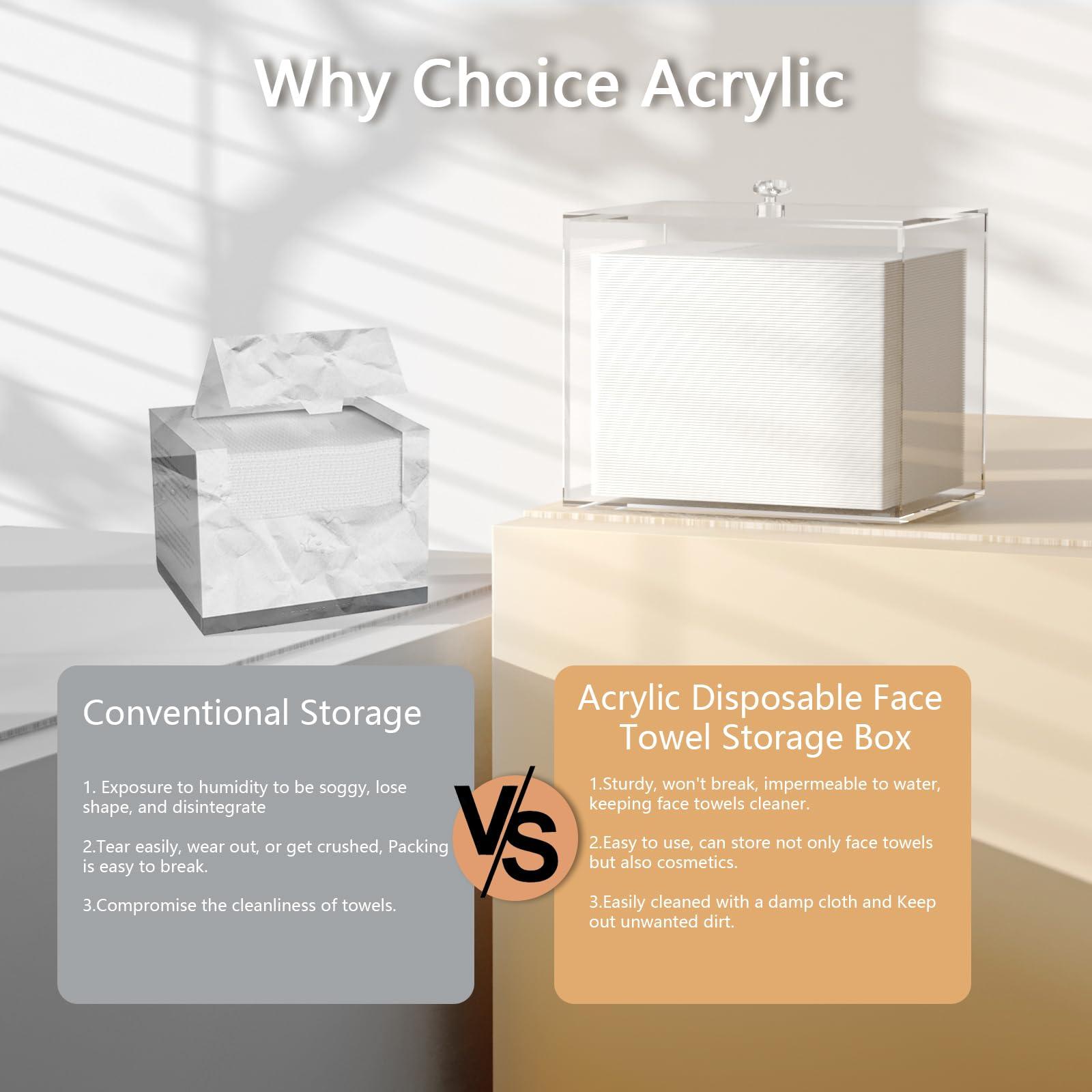 JHJFRAWY JHJFRAWY Disposable Face Towels Holder For Clean Skin Club Face Towels, Acrylic Container Box, Bathroom Towel Storage, Disposable Face Towels Organizer, Towel Holder (Towels Not Included)