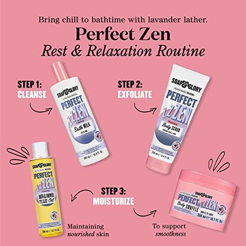 Soap & Glory Soap & Glory Perfect Zen Exfoliating Body Scrub - Smoothing & Buffing Body Scrub - Lavender & Tonka Bean Scented Body Polish - Warming Exfoliating Scrub for Relaxation (250ml)