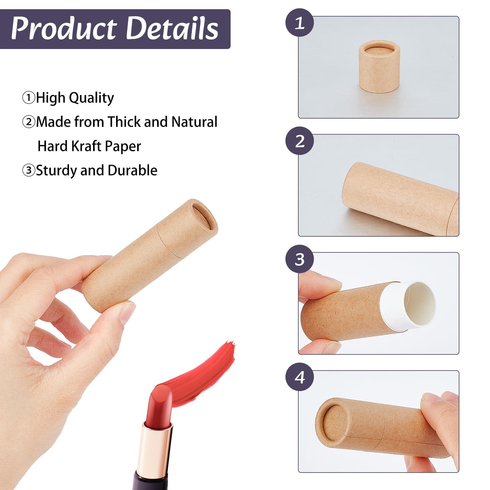 NICENEEDED NICENEEDED 15 Pcs Paperboard Lip Balm Tubes, Refillable Paper Lipstick Tube, Round Cardboard Empty Lip Gloss Container Solid Perfume Tube Cosmetic Box for DIY Lip Gloss Balm and Chapsticks