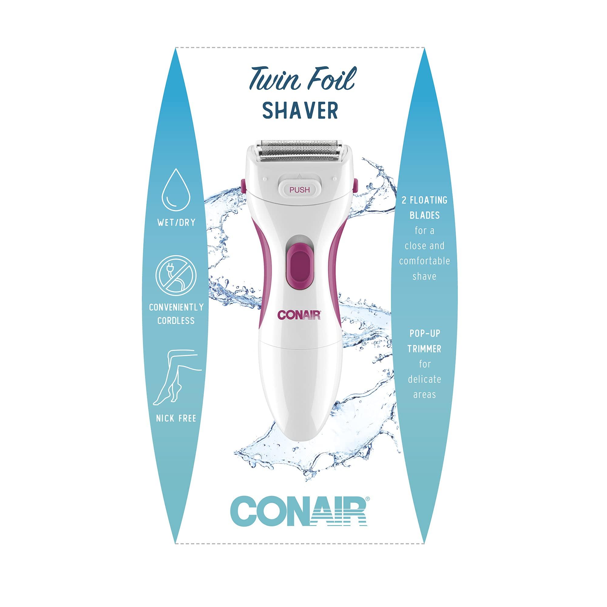 Conair Conair Body and Facial Hair Removal for Women, Cordless Electric Dual Foil Shaver & Trimmer, Perfect for Face, Ear/Nose, Eyebrows, Legs, and Bikini Lines
