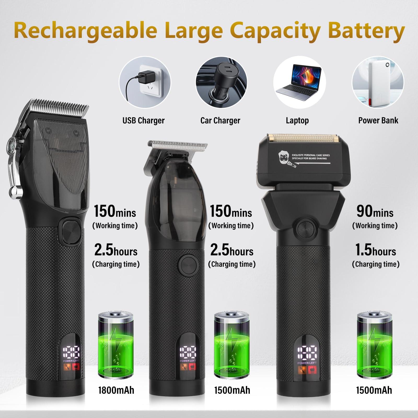 Bomic Hair Clippers for Men Professional, Barber Clippers and Trimmer Set, Hair Clipper& Hair Trimmer & Electric Foil Shavers Razor Kit, Hair Cutting kit, Cordless Mens Grooming Kit