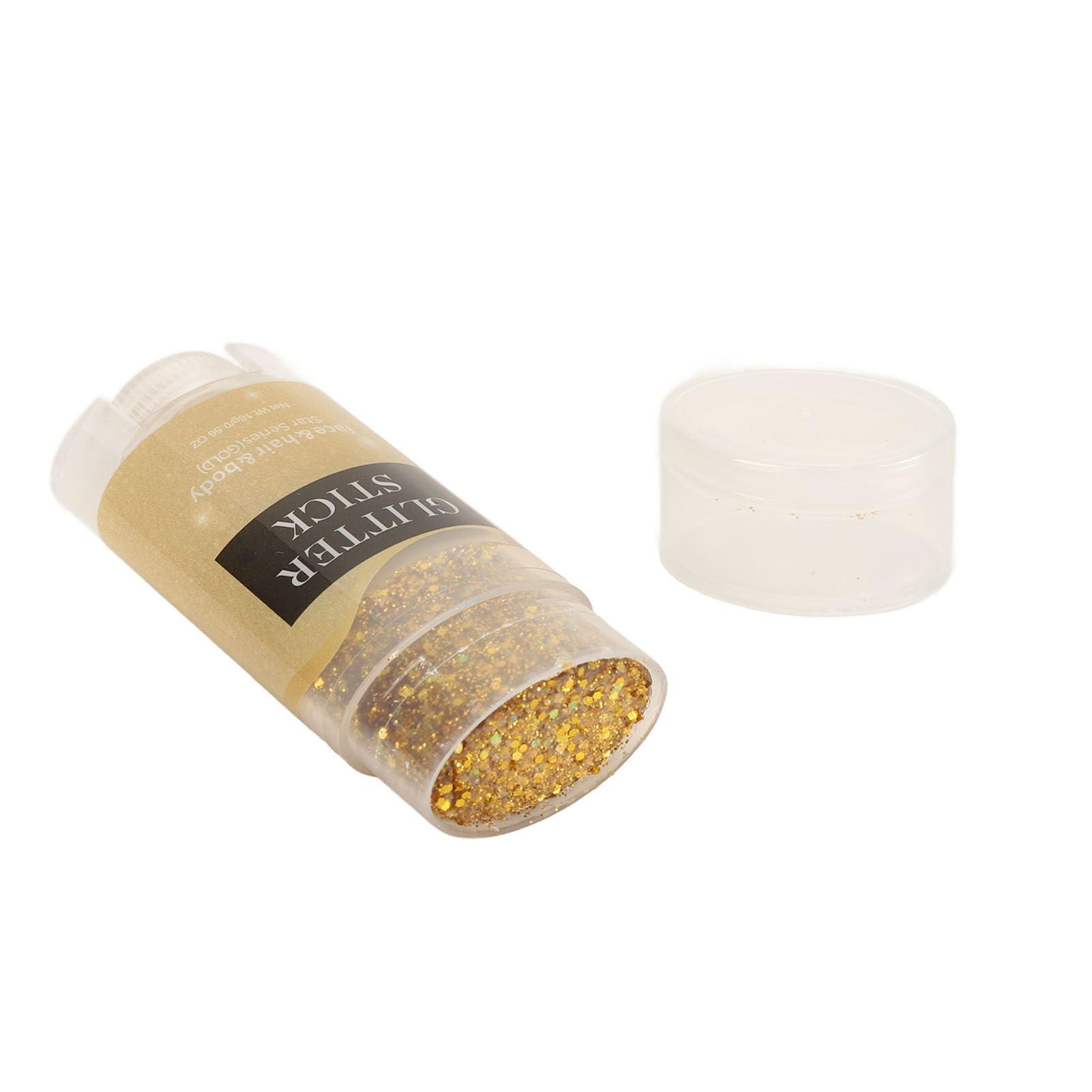 ZAICOLER Glitter Stick, Hair Glitter Gold Body Glitter Stick Safe Holographic Sequins Paint Sparkling Face Glitter Gel Makeup Body Glitter for Face Body Hair Eyes Lip 0.6oz