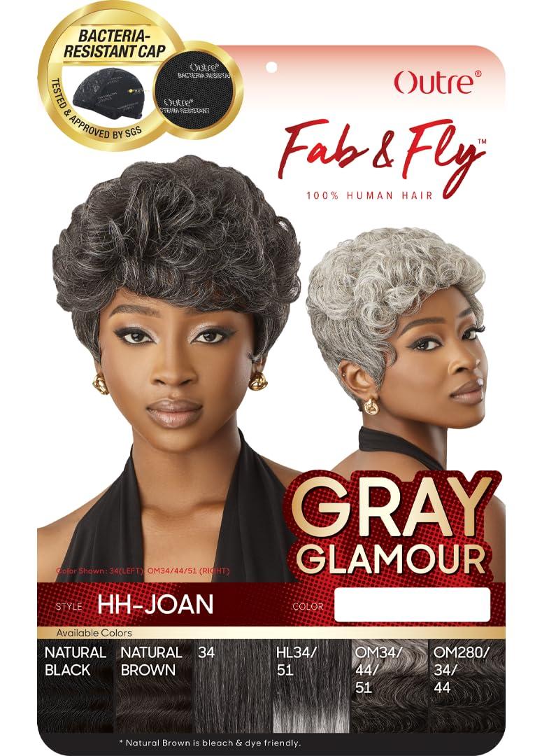 Outre Outre Fab & Fly Full Cap Wig Gray Glamour - Human Hair - Joan (NATURAL BROWN)