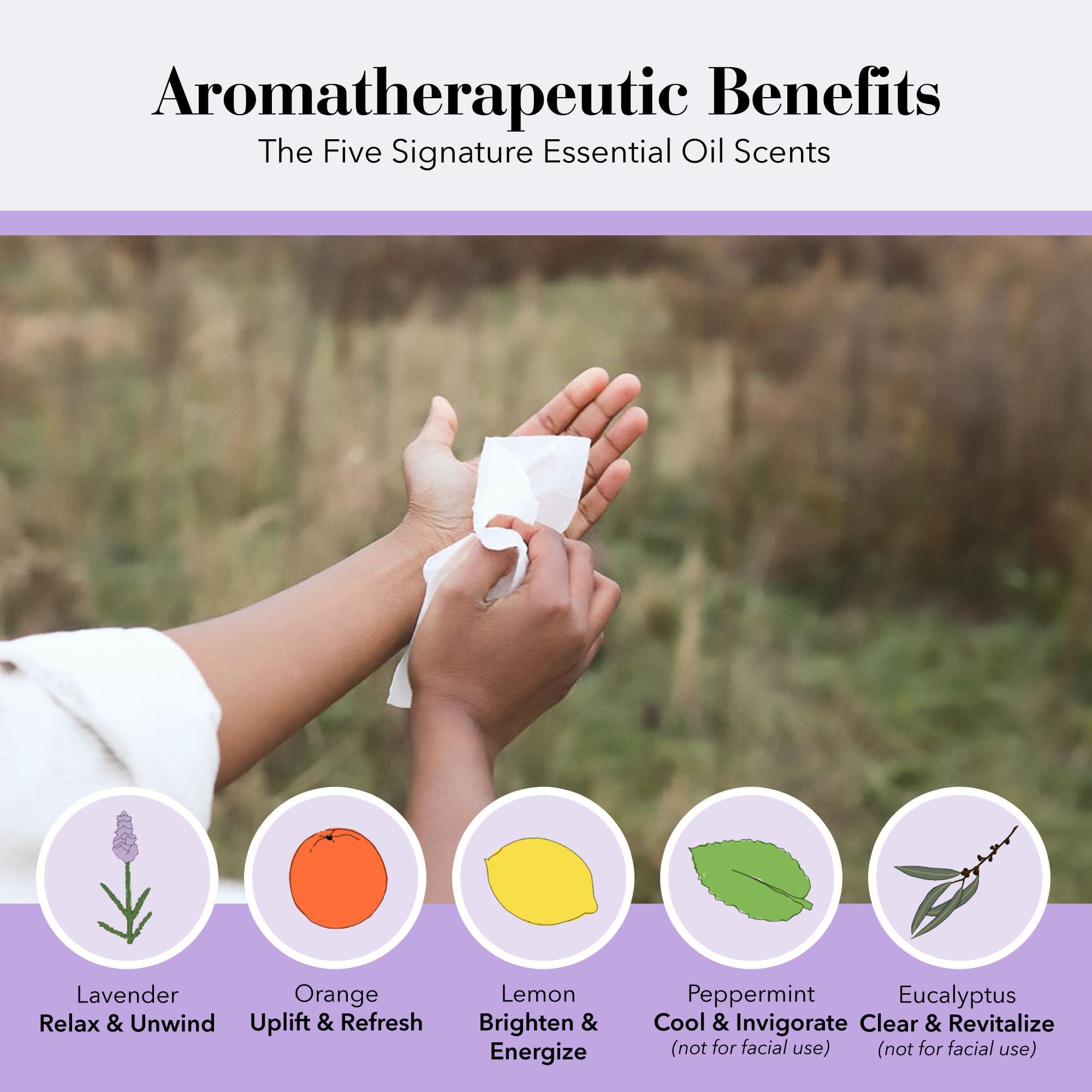 Herban Essentials Herban Essentials - Assorted Wipes & Towelettes - Essential Oil Wipes for Hands, Face and Body - Travel Size Essentials and Toiletries - Natural, Individually Wrapped, Disposable and Moist (20 count)