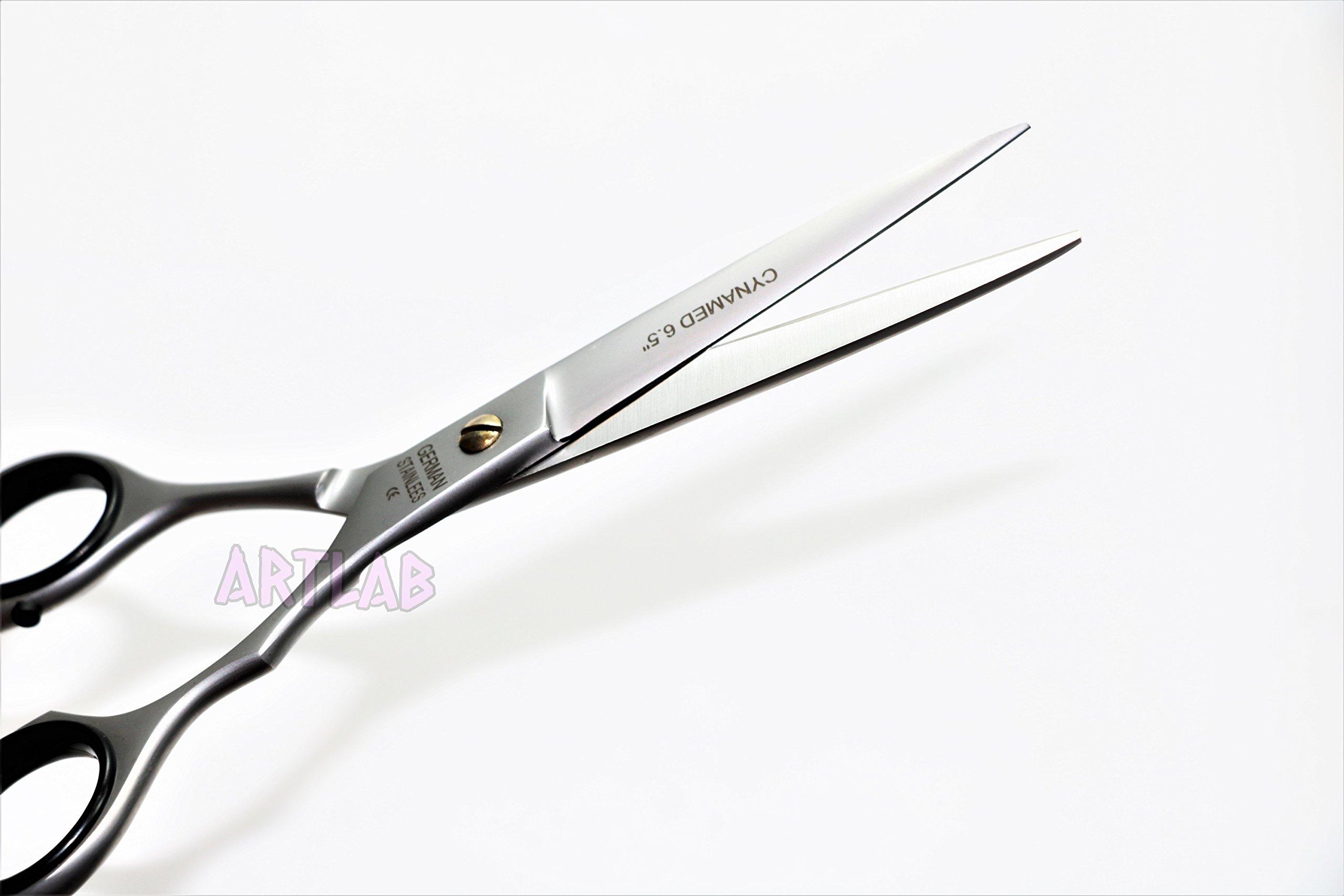 Cynamed Lot Of 2 German Professional Hair Cutting Scissors Barber Hairdressing Scissors With Sand Finish Size 6.5\" & 6\" (Cynamed)