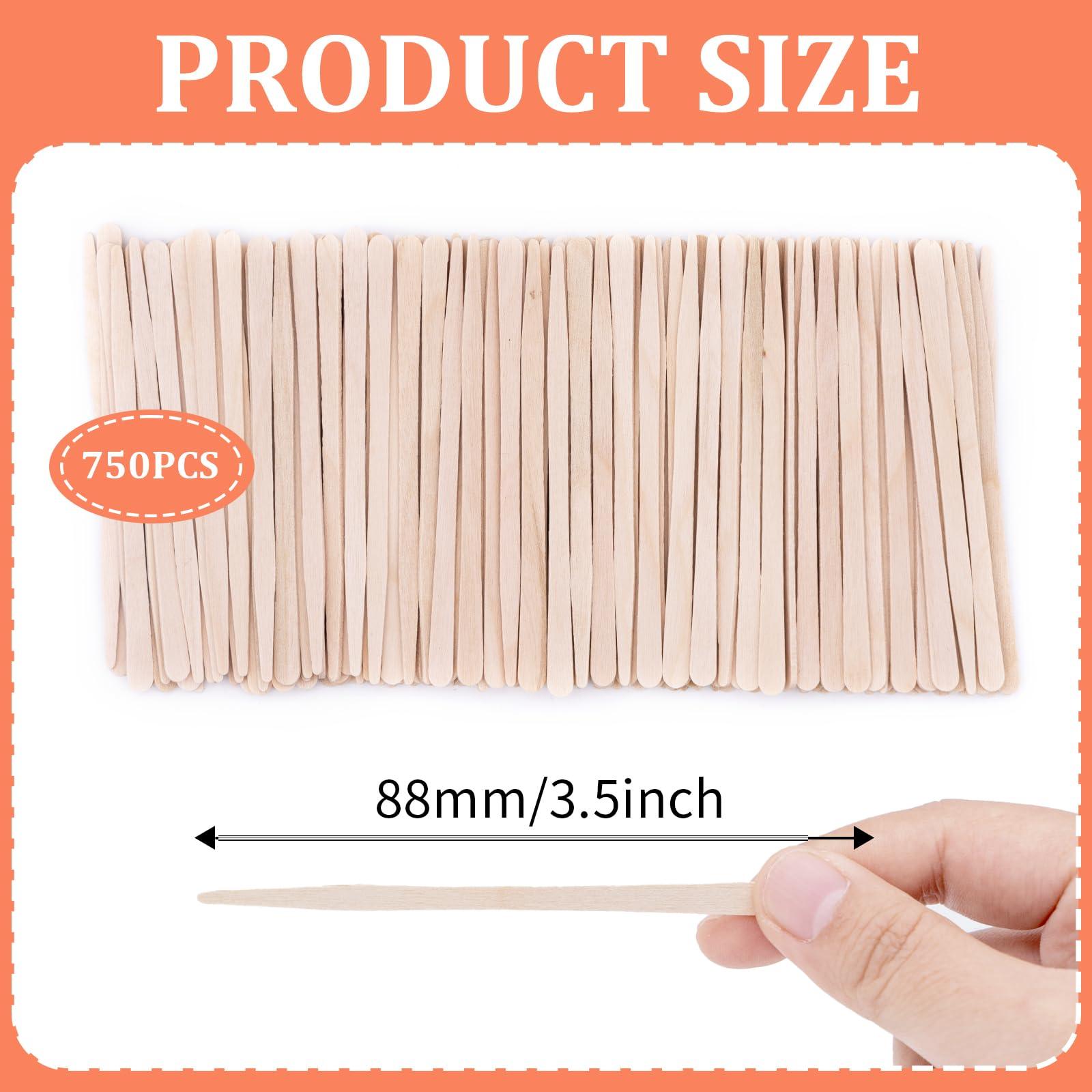Aucpod 750Pcs Wooden Wax Sticks Eyebrow Lip Nose Waxing Sticks Small Wax Applicator Sticks Spatulas Applicator for Hair Removal and Smooth Skin Spa and Home Usage (750PCS)