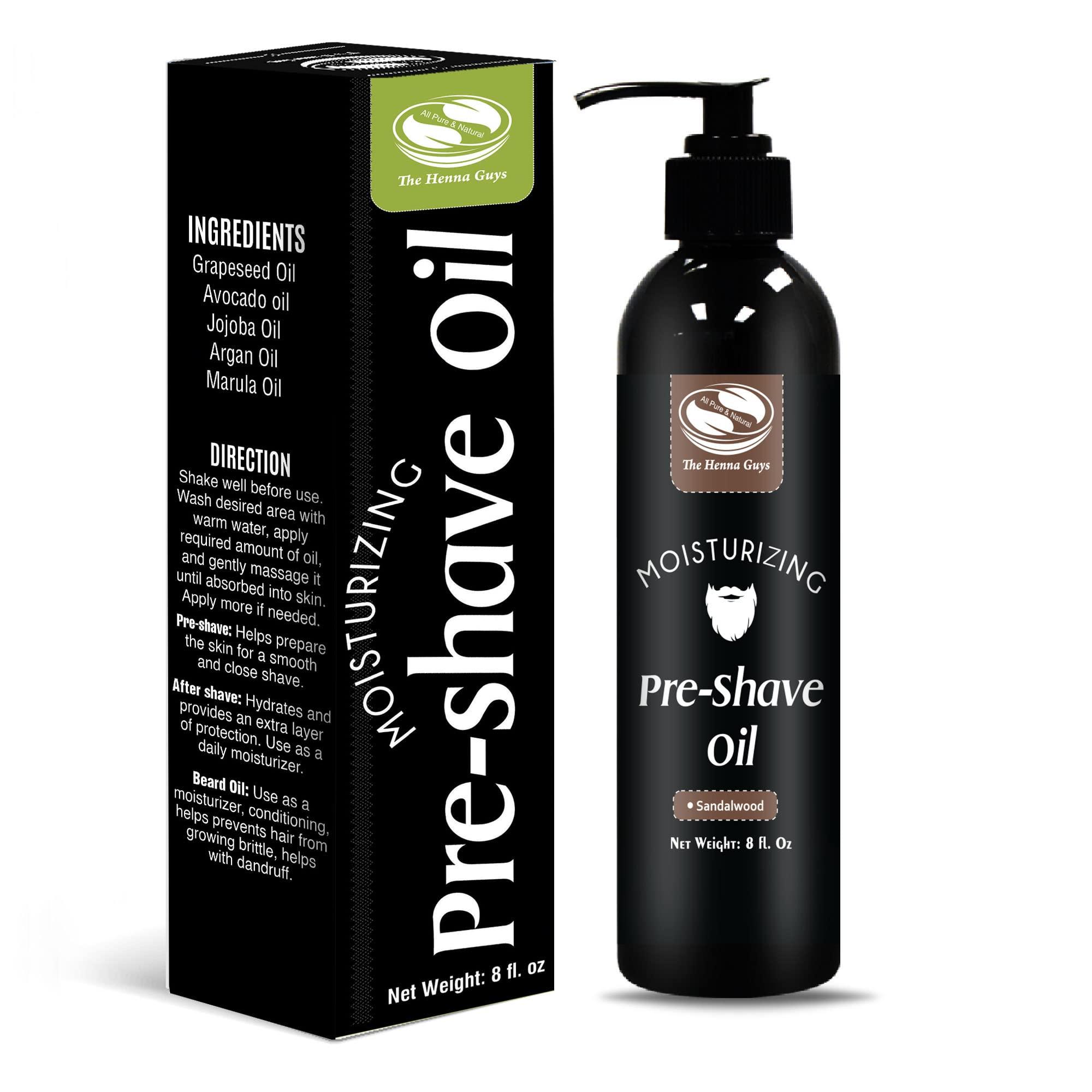 The Henna Guys The Henna Guys 8 fl. Oz Pre-Shave & Beard Conditioning Oil for Men, Sandalwood Scent, with Jojoba, Argan, & Marula Oils, Free from Ammonia, Sulfate, Phthalate