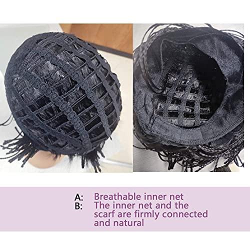 KXW KXW Braided Wigs Box Braids Wig for Black or White Women, Short Bob Wigs Synthetic Hair None Lace Front Wigs for Daily Wear (Natural Black, 10inch/25cm)