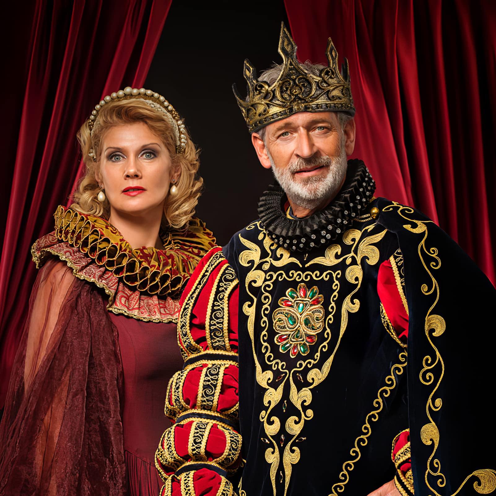 ABOOFAN ABOOFAN Medieval King Crown Headband, Antique Gold King Crown for Men, Royal Costume Crown for Cosplay Party Favors