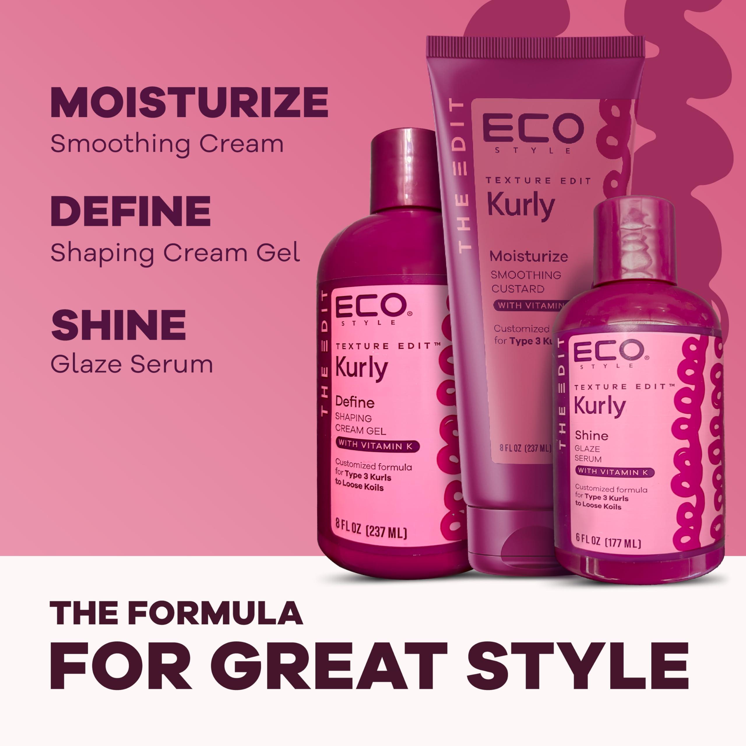 Eco Style Eco Style, Texture Edit, Kurly Moisturize Smoothing Cream for Type 3 curly hair - A sulfate-free, curl cream that smooths, combats frizz and nourishes parched curls. 8 oz.