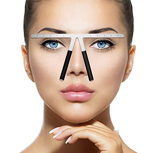 Frienda 2 Pieces Tattoo Eyebrow Ruler 3-Point Positioning Ruler Eyebrow Golden Ratio Caliper Microblading Ruler Brow Caliper Measuring Tool Plastic Eyebrow Caliper for Student (Silver)