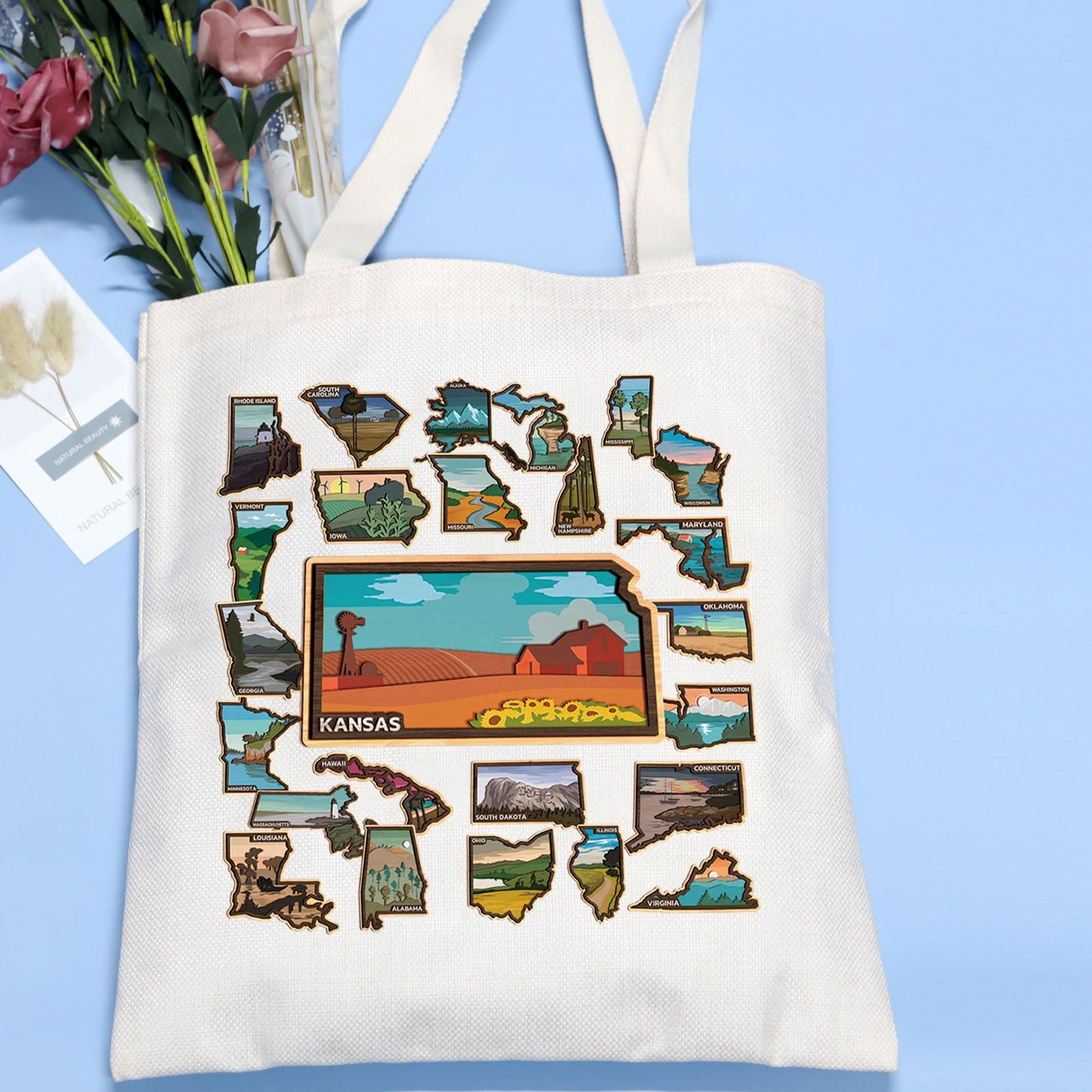 VAMSII VAMSII American States Travel Gift United States Map Tote Bag American States Trip Lover Gifts American TravelersGift (United States Map)