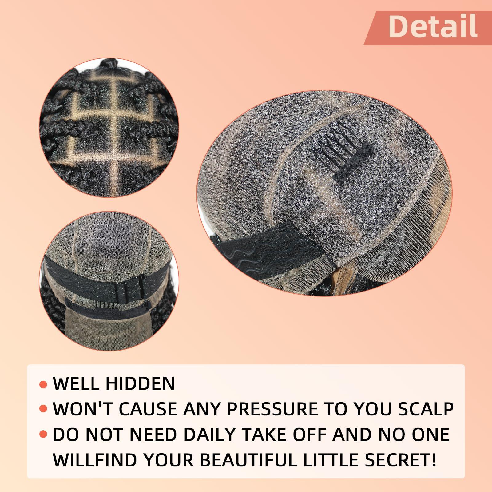 Miz Barn Miz Barn 36 inch 360 Full HD Lace Knotless Box Braid Wig 100% Handmade Synthetic Braided Wig For Black Women Swiss Lace Braids Wigs With Baby Hair (1B#, 36\")