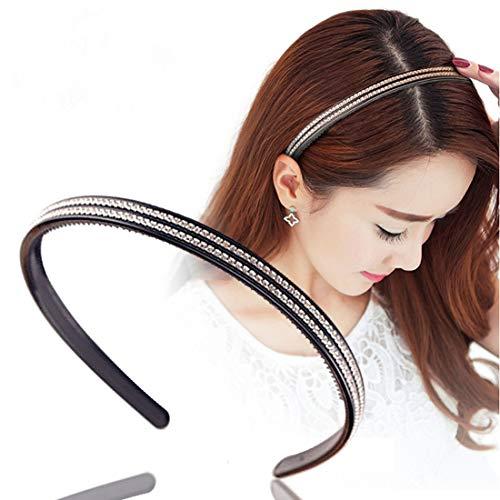 Suoirblss 3 PCS Women Lady Double Row Crystal Rhinestone Headband Teeth Comb Headbands Plastic Hair Band Non-slip Hard Headbands Hair Accessories (White)