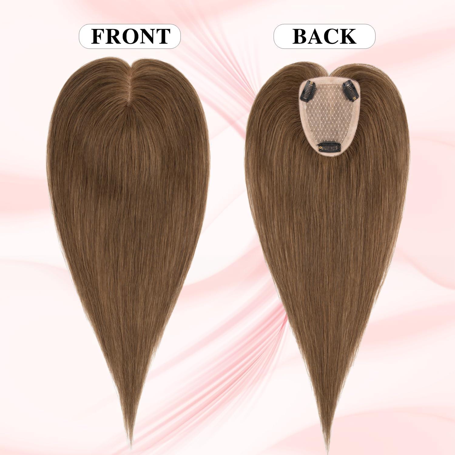 SEGO Pro SEGO Pro Hair Toppers for Women Real Human Hair Human Hair Toppers for Thin Hair Toppers Hair Pieces for Women No Bangs Adds Hair Volume 16 Inch 04 Chocolate Brown