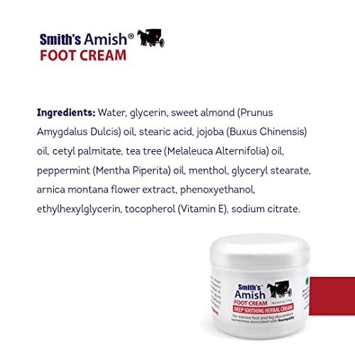 SMITH'S AMISH SMITH'S AMISH Foot Cream (4 oz.) Deep Soothing Herbal Cream for Intense Foot and Leg Discomfort including Burning, Cramping and Restlessness Sensations