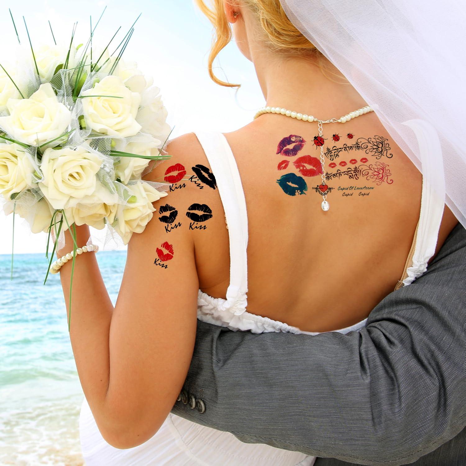 Kotbs 15 Sheets Kiss Lip Print Temporary Tattoos, 5 Designs Each, 2.4 x 3.9 Inch Tattoo Stickers for Women, Girls, and Kids - Perfect for Parties and Special Occasions