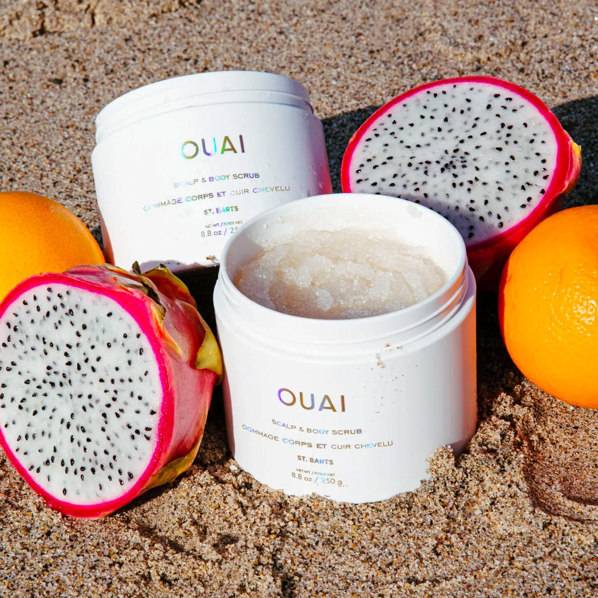 OUAI OUAI Scalp & Body Scrub, St. Barts - Exfoliating Body Scrub with Sugar & Coconut Oil Blend for Smooth, Moisturized Skin - Gentle Scalp Scrub for Removing Product Build Up (8.8 Oz)