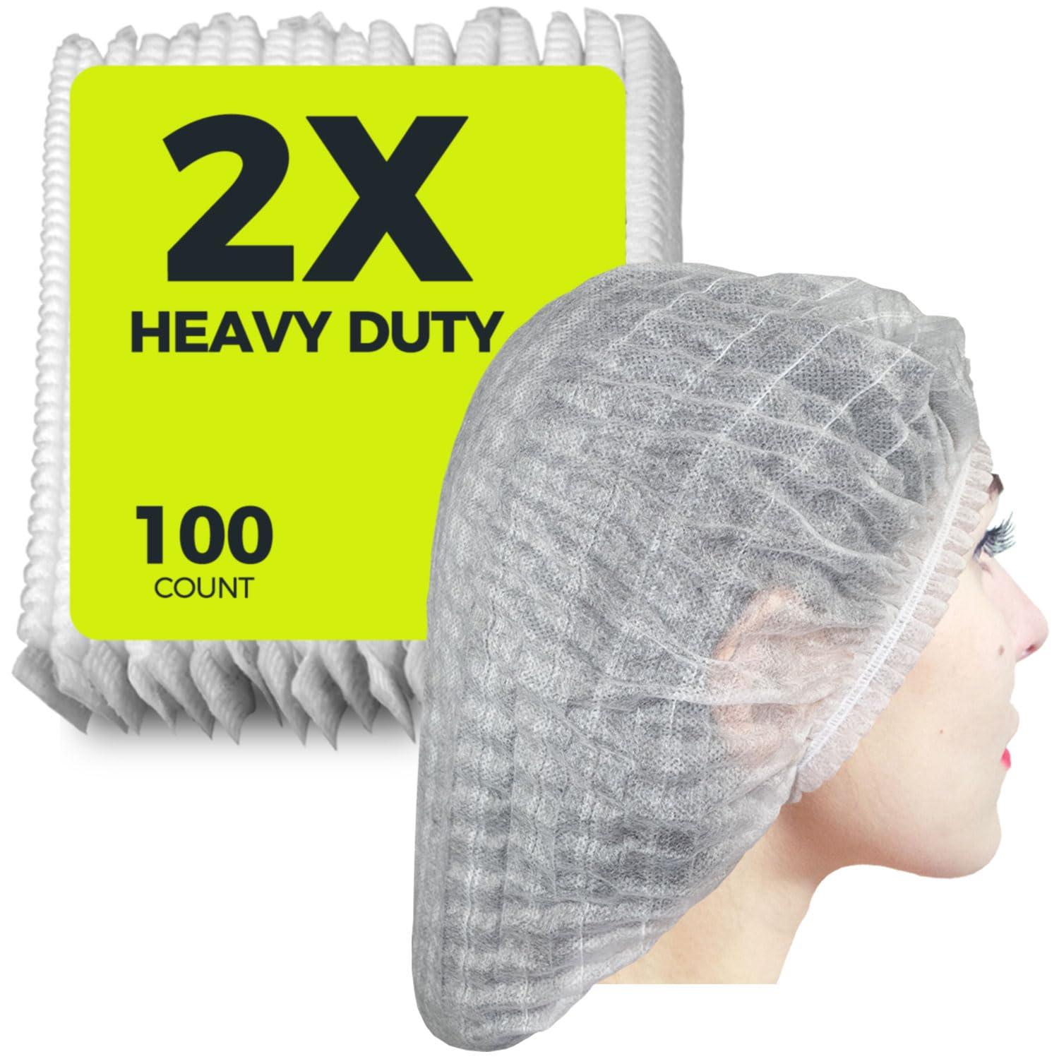 SupplyTuff 2X Heavy Duty Hair Nets Food Service, 100 Pack, 21\", Disposable Bouffant Caps Hair Nets for Women Work, Cooking, Package may vary.