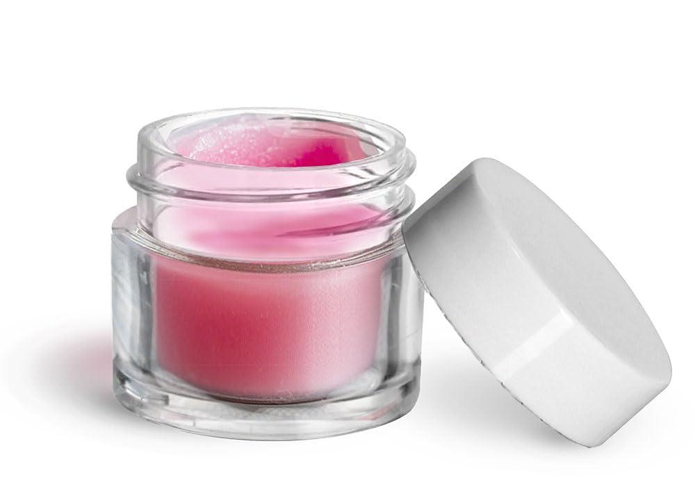 SKS Bottle & Packaging, Inc. 144 Count Empty Plastic Jars with Lids, 1/4 oz Clear Styrene Thick Wall Jars with Lined White Plastic Caps, Small Plastic Jars for Beauty Products, Cosmetics, Lip Balm, Creams, Skin Care, Crafts