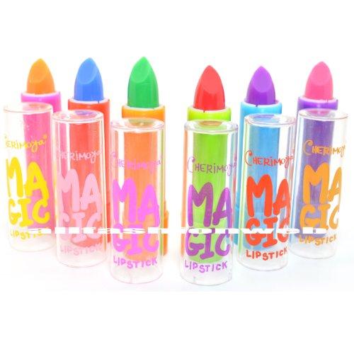 Cherimoya LOT OF 6 CHERIMOYA COLOR CHANGING MAGIC SCENTED LIPSTICK WITH ALOE VERA + FREE EARRING