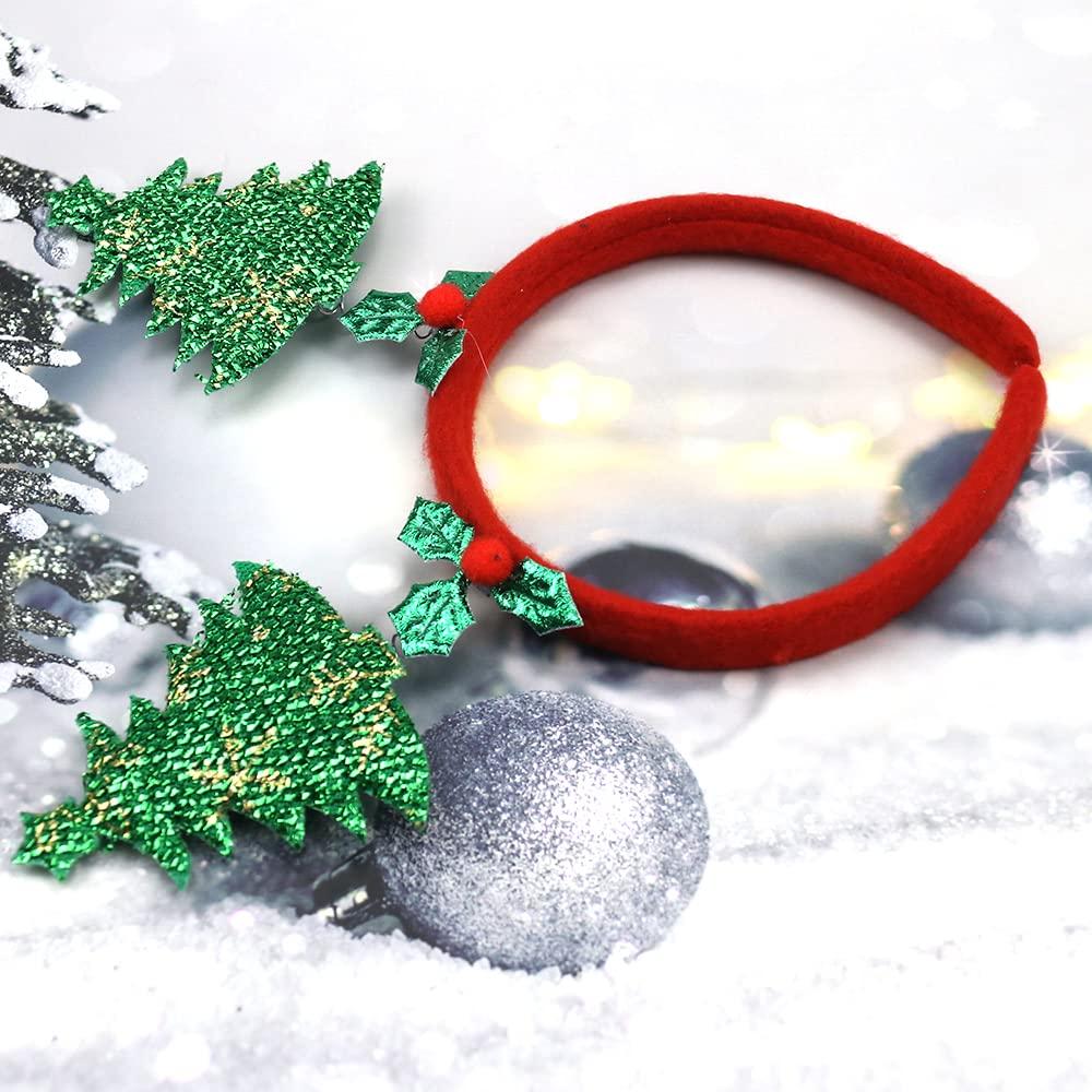 Kistreao Christmas Tree Headband Xmas Hairbands Green Shinny Glitter Tree Star Design Xmas Headdress Head Wear Gifts Christmas Hair Accessories for Women Girls Kids